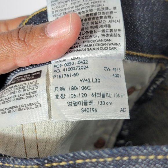 Levi's 501 Straight Leg Six Button Raw Denim Jeans - Picture 5 of 11